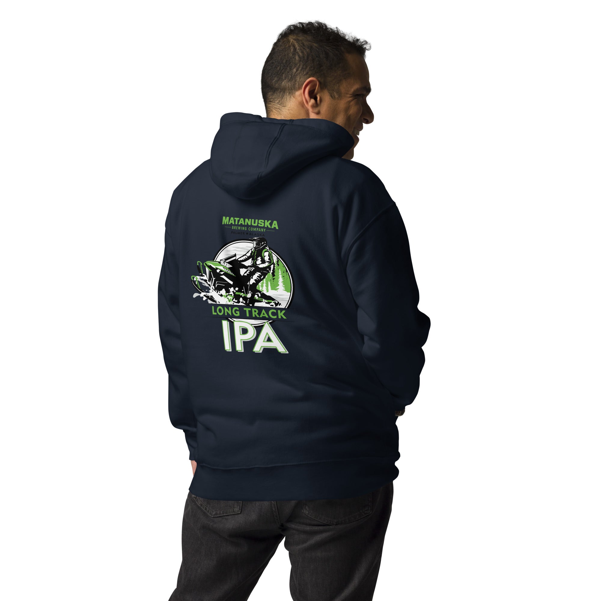Long Track Back Logo Premium Hoodie – Matanuska Brewing Company