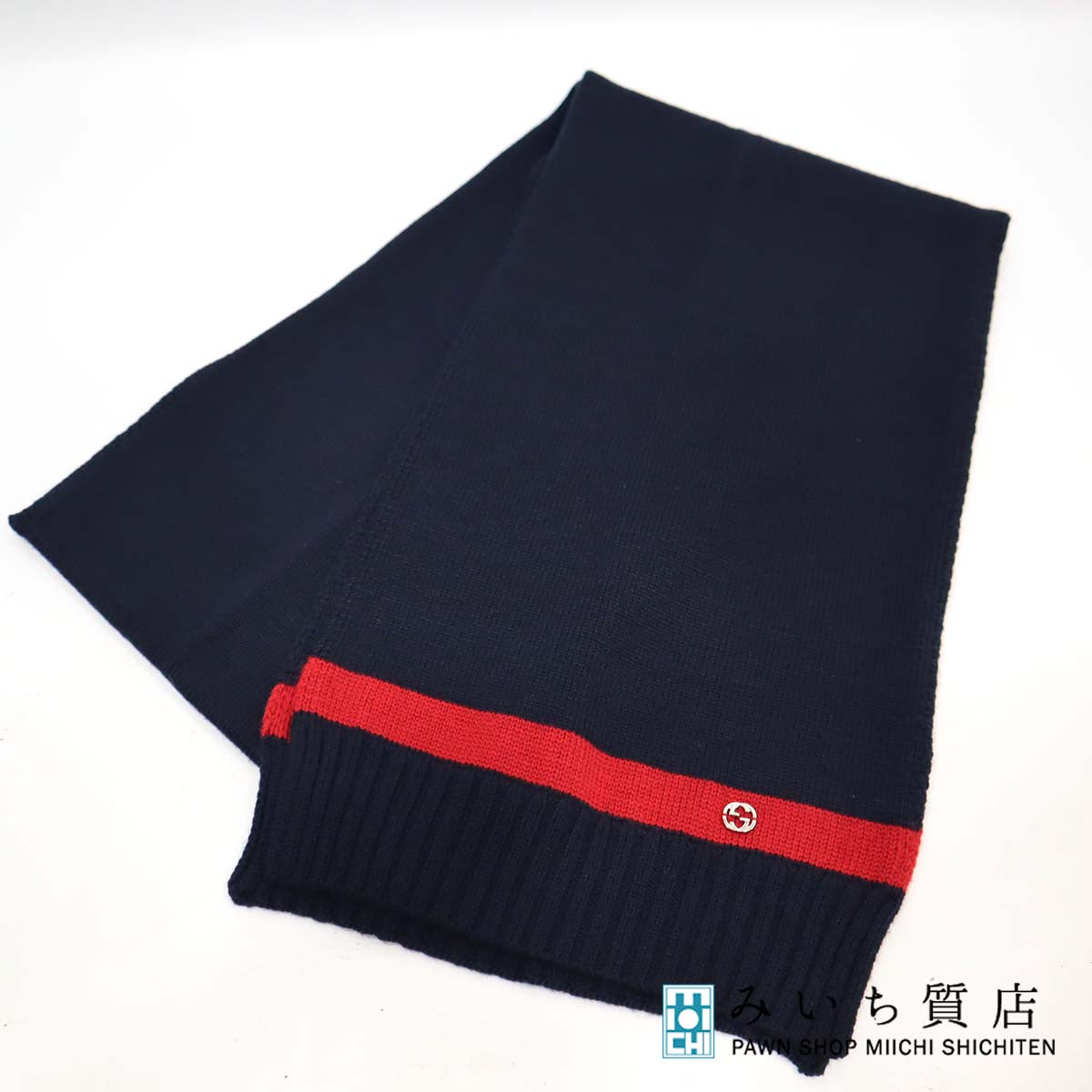 GUCCI リバーシブルマフラー ダークレッド/ネイビー GUCCI