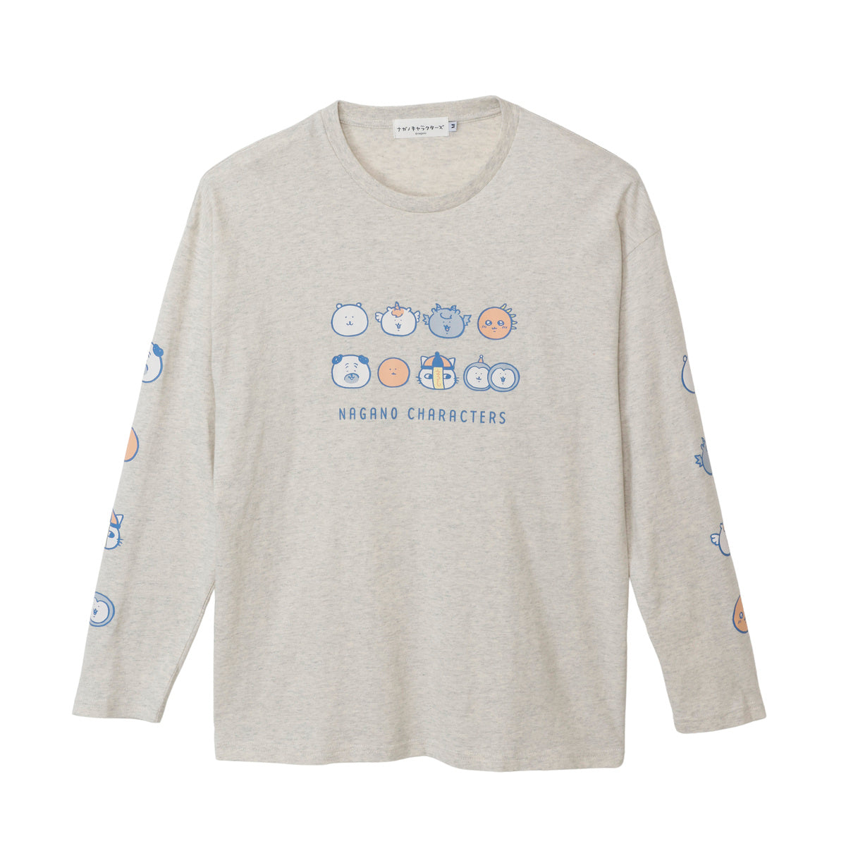 ナガノキャラクターズ 長袖Tシャツ お顔ならび オートミール | ナガノ