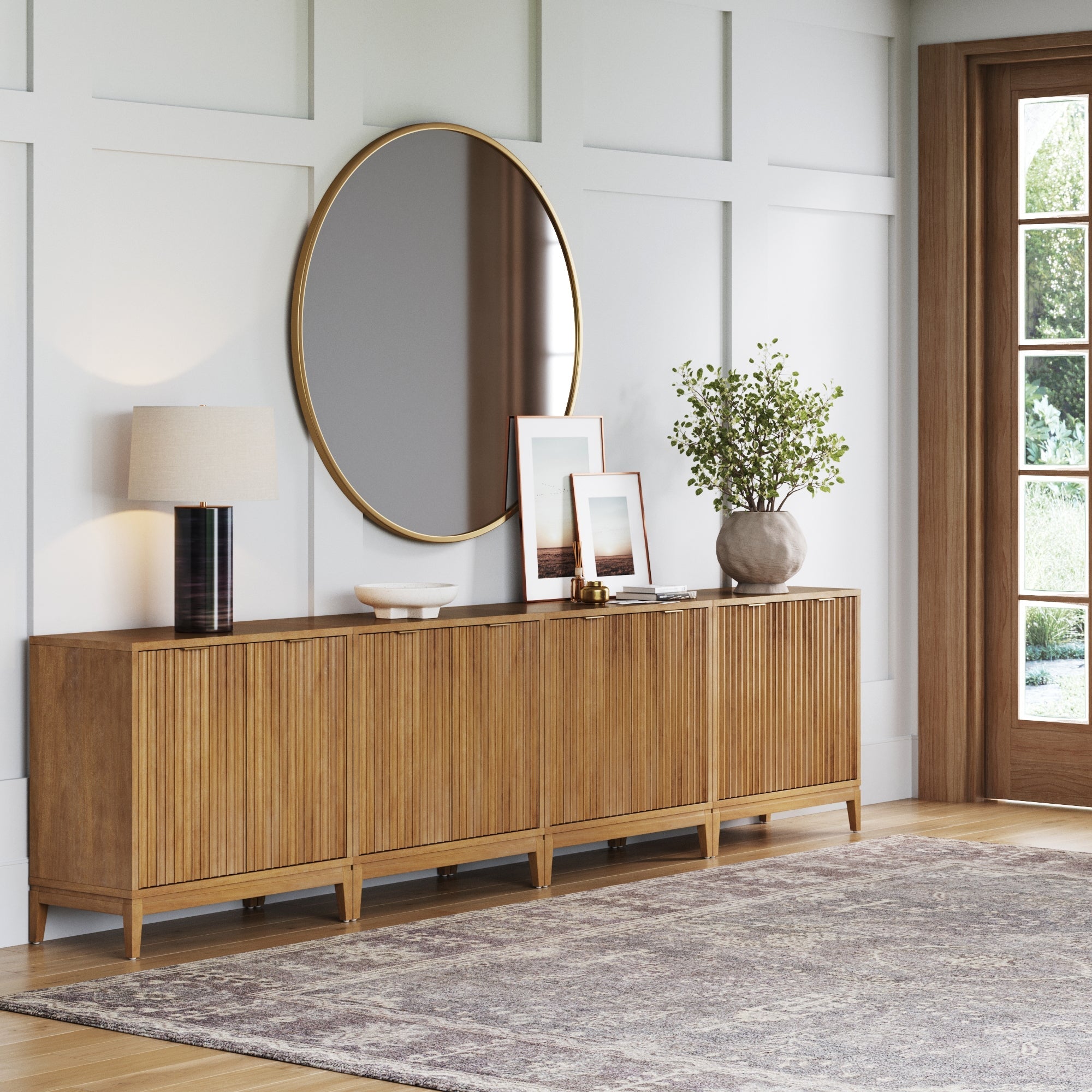Jasper Fluted Storage Cabinet Light Brown Set of 4 | Nathan James