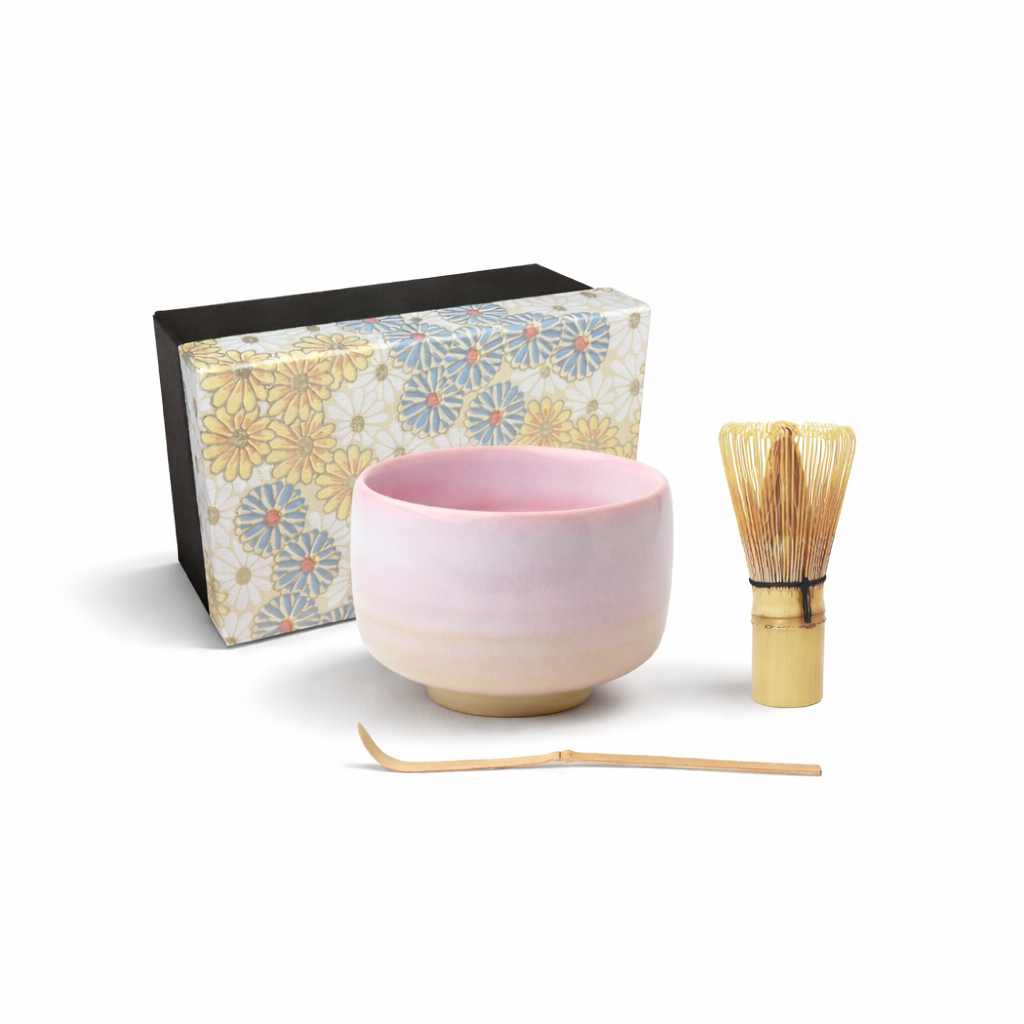 萩焼 抹茶碗3点セット ミント・ピンク | ギフトショップ Nihon Miyabi