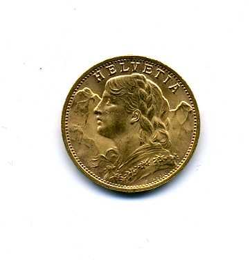スイス 20フラン金貨 アルプスと少女 1935年 – 野崎コイン