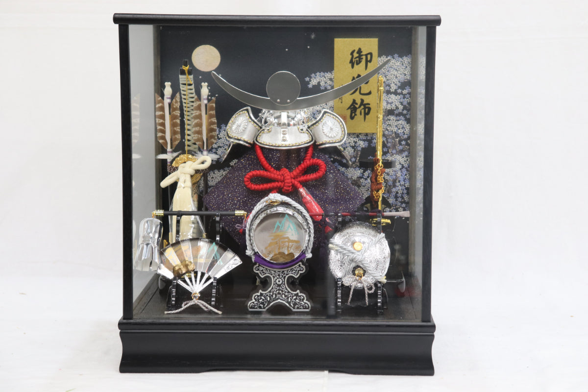 上杉謙信 兜平飾り五月人形ケースセット (38cm×30cm×42cm)【送料無料