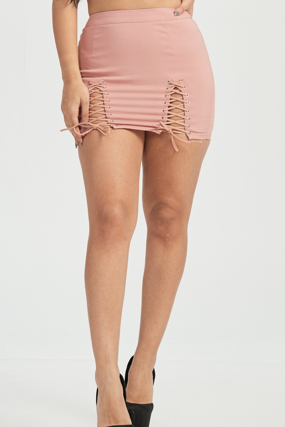DOUBLE SIDE LACE UP MINI SKIRT – OhYes Fashion