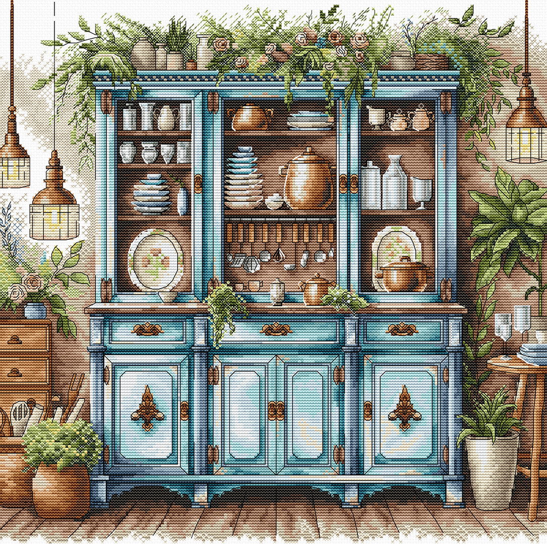 Blue Cupboard - Cross Stitch Kit AVA P102 – AVA Stitch