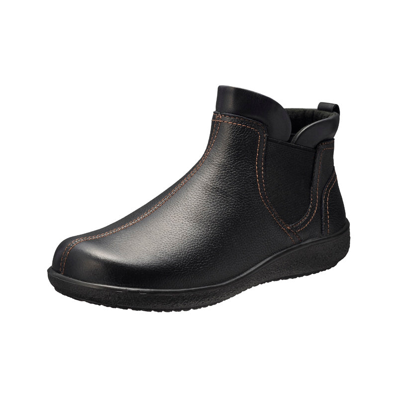 アキレス・ソルボ C 536 黒｜牛革3Eサイドゴアショートブーツ｜撥水