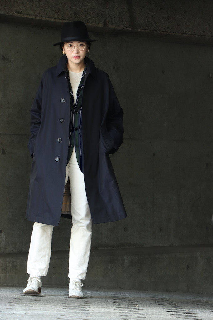 SINGLE RAGLAN COAT “NAVY”coordinate sample. | ANATOMICA SAPPORO