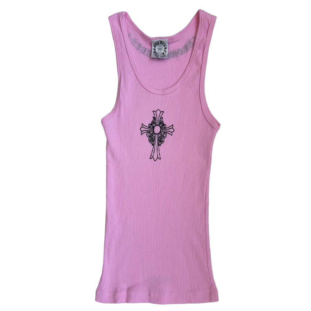 Chrome Hearts Pink Rib Knit Cross Tank Top - M – Angeles Vintage