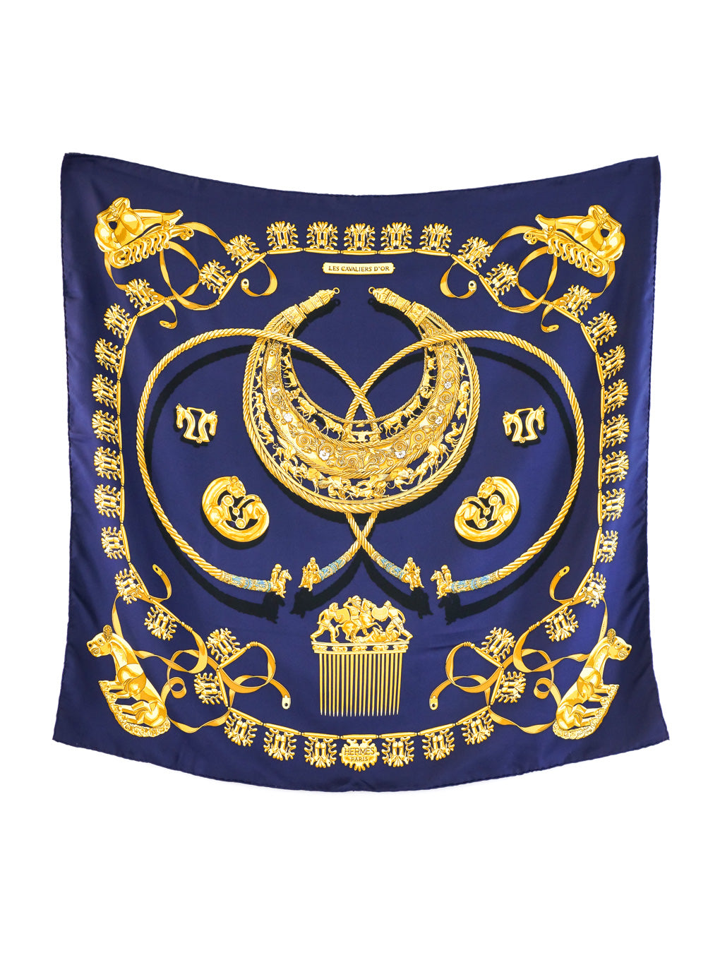 Hermes Les Cavaliers D'or Scarf