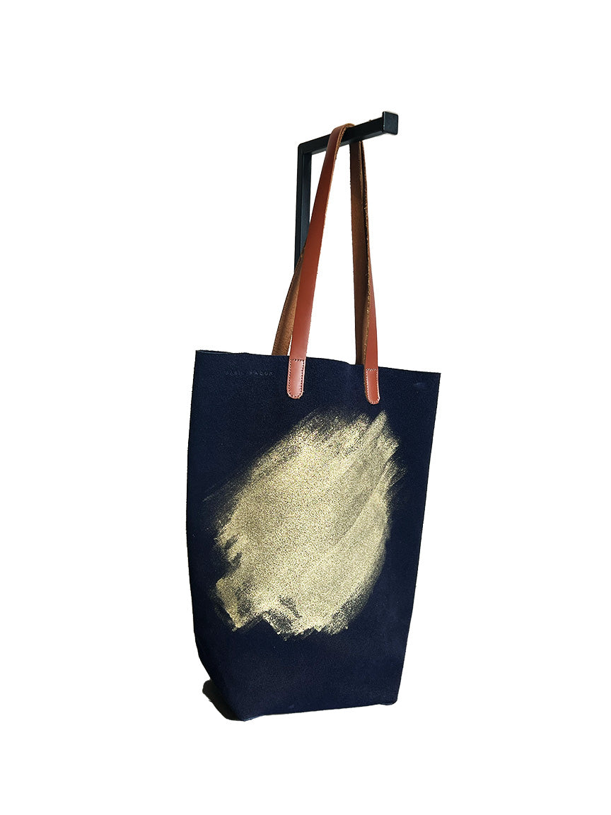 Basil Racuk Paper Bag in Black Suede with Gold Splash – basilracuk.com