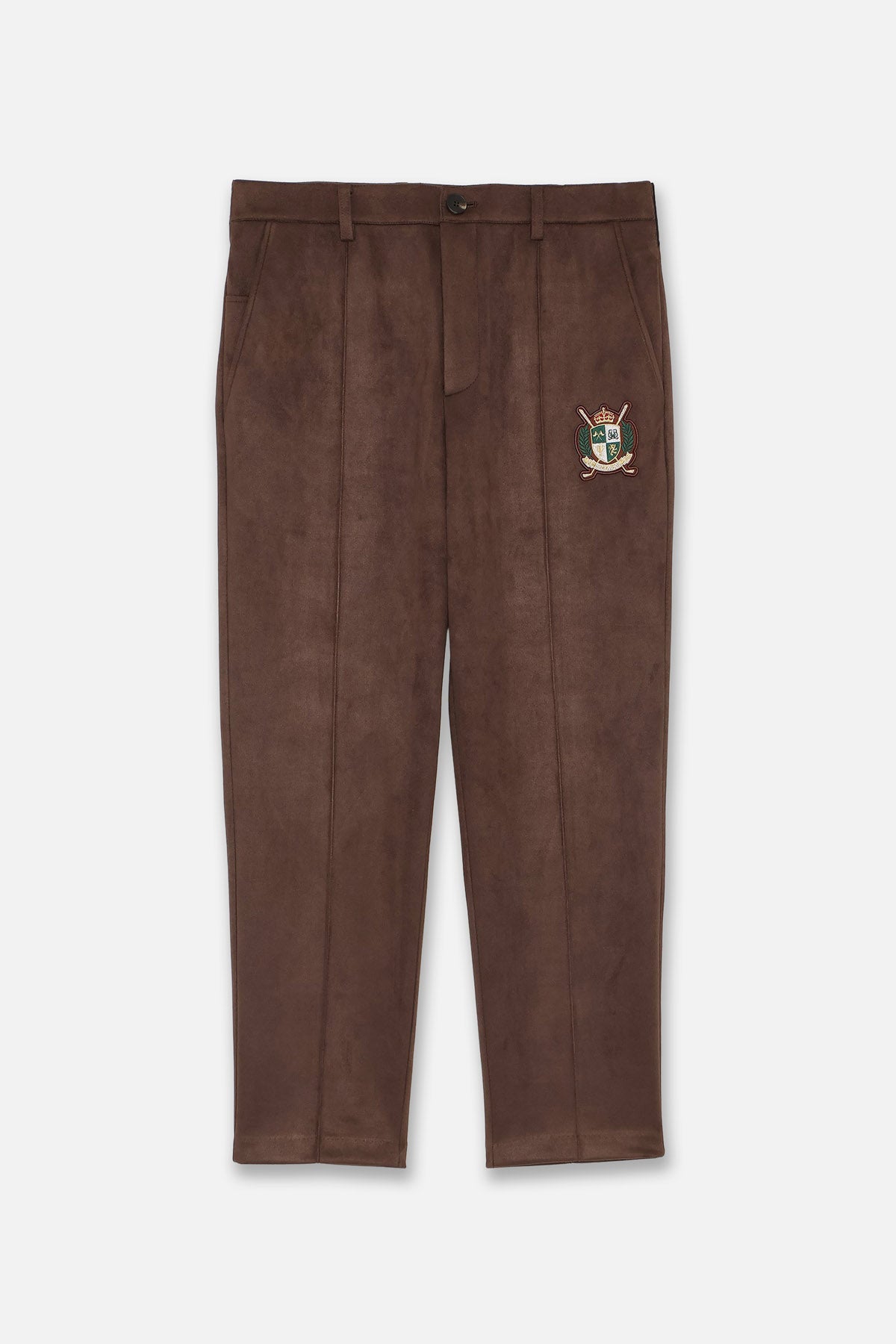 25 FAUX SUEDE STRETCH PANTS - BROWN – BELLMORE