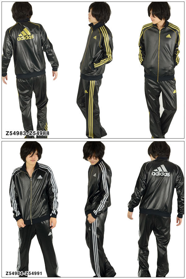 adidas アディダス黒金 コーティングジャージセットM adidas ジャージ