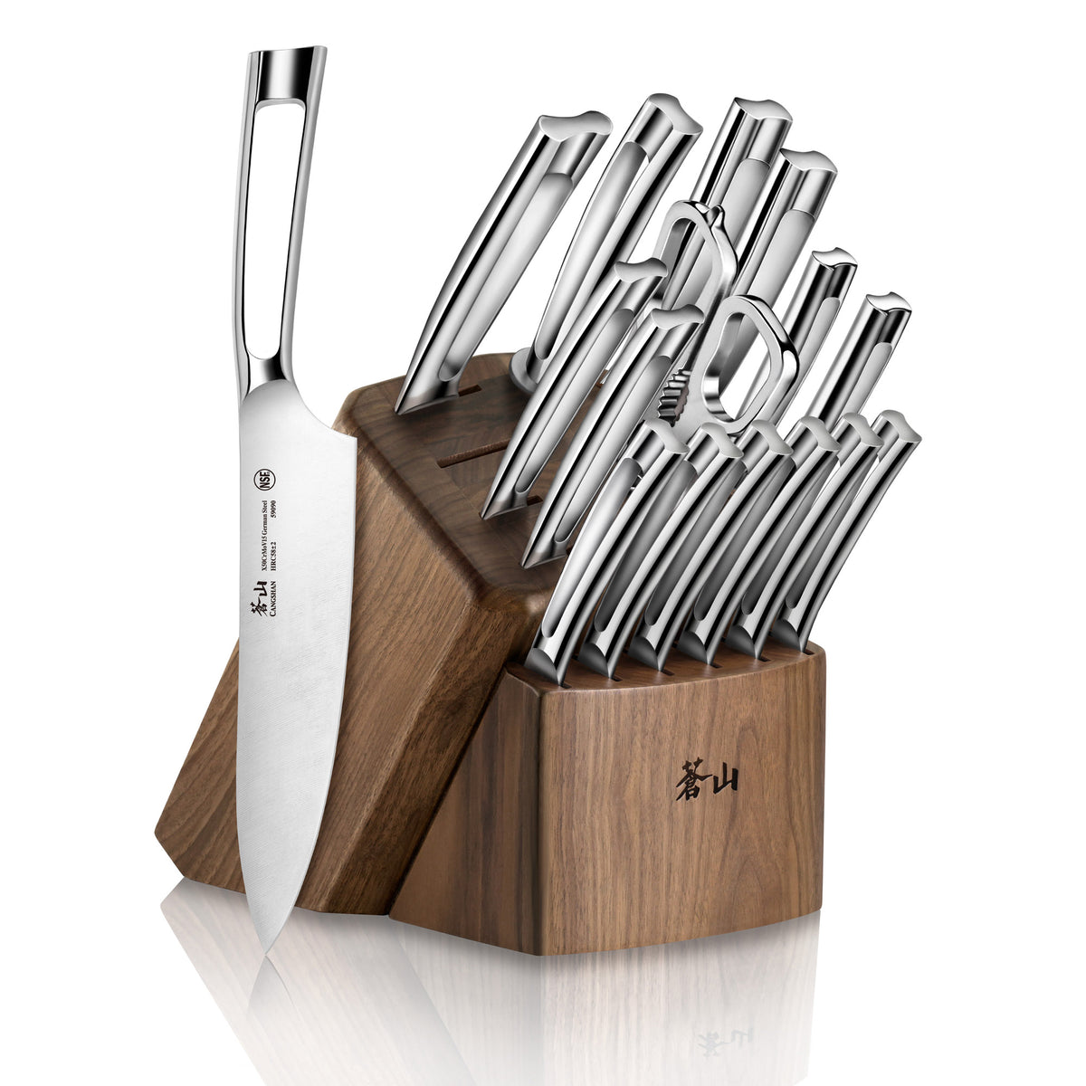 N1 Series 17-Piece Knife Block Set, Walnut, Forged German Steel