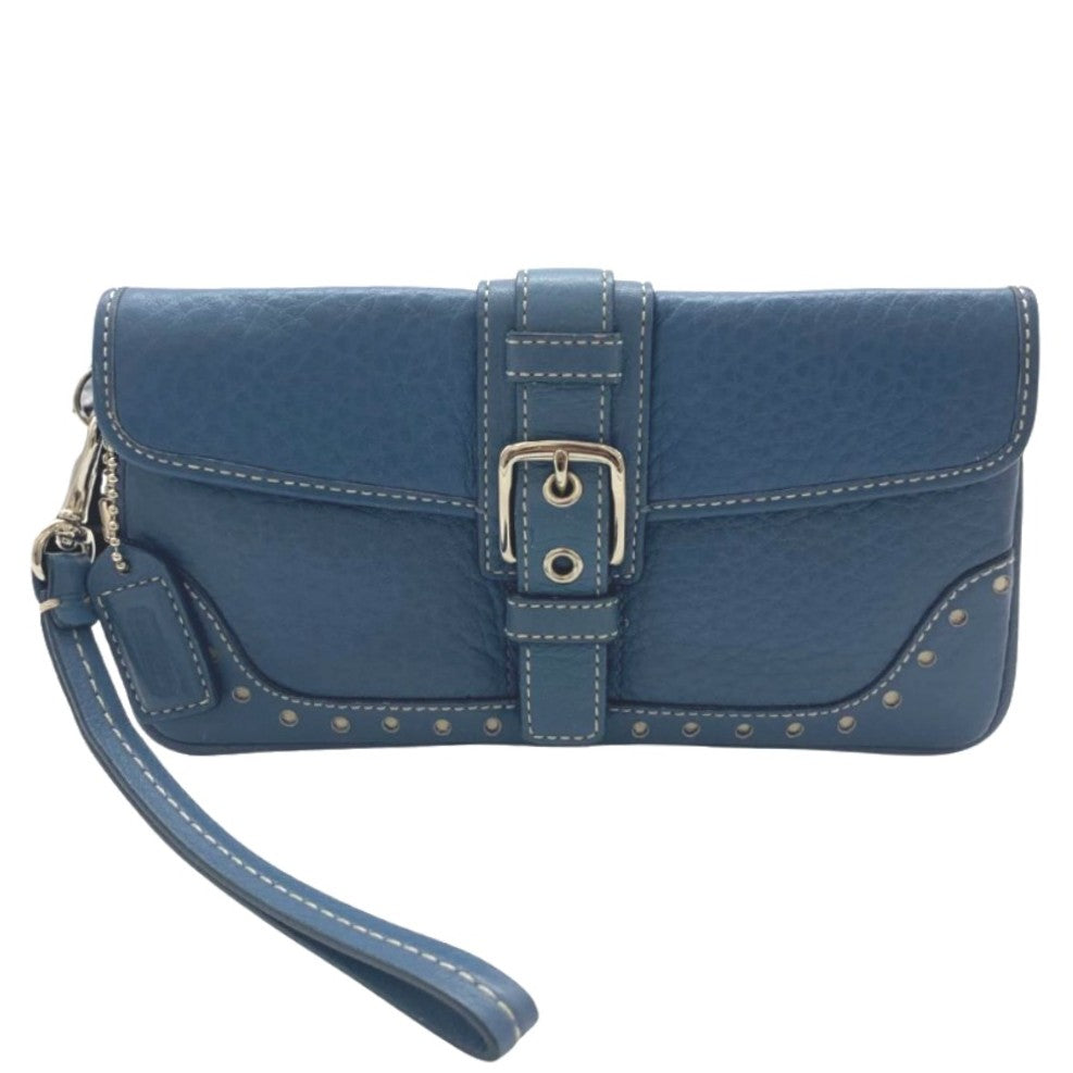COACH コーチ ポーチ リストレット レザーポーチ スカイブルー