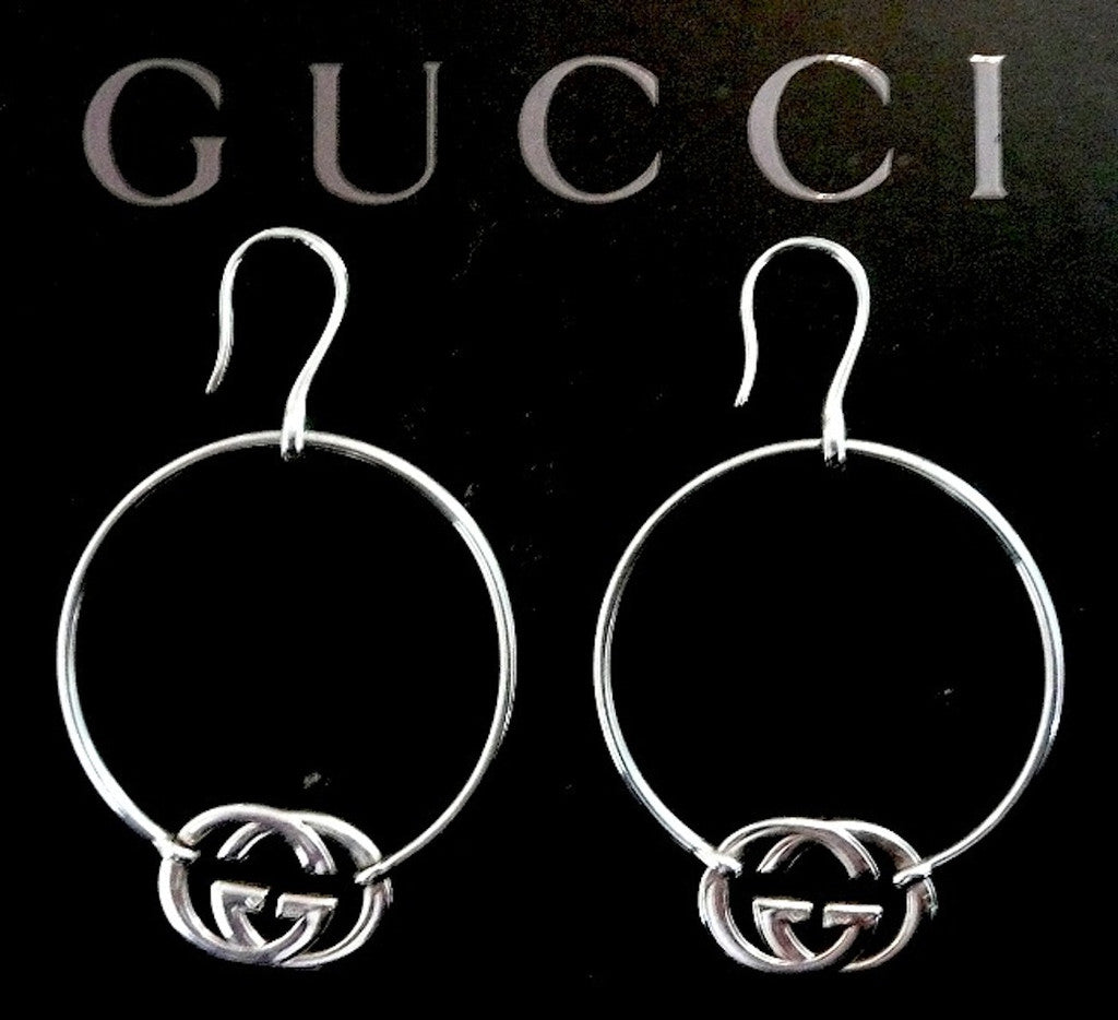 Authentic Gucci Sterling Silver Logo Hoop Earrings – Classic Coco