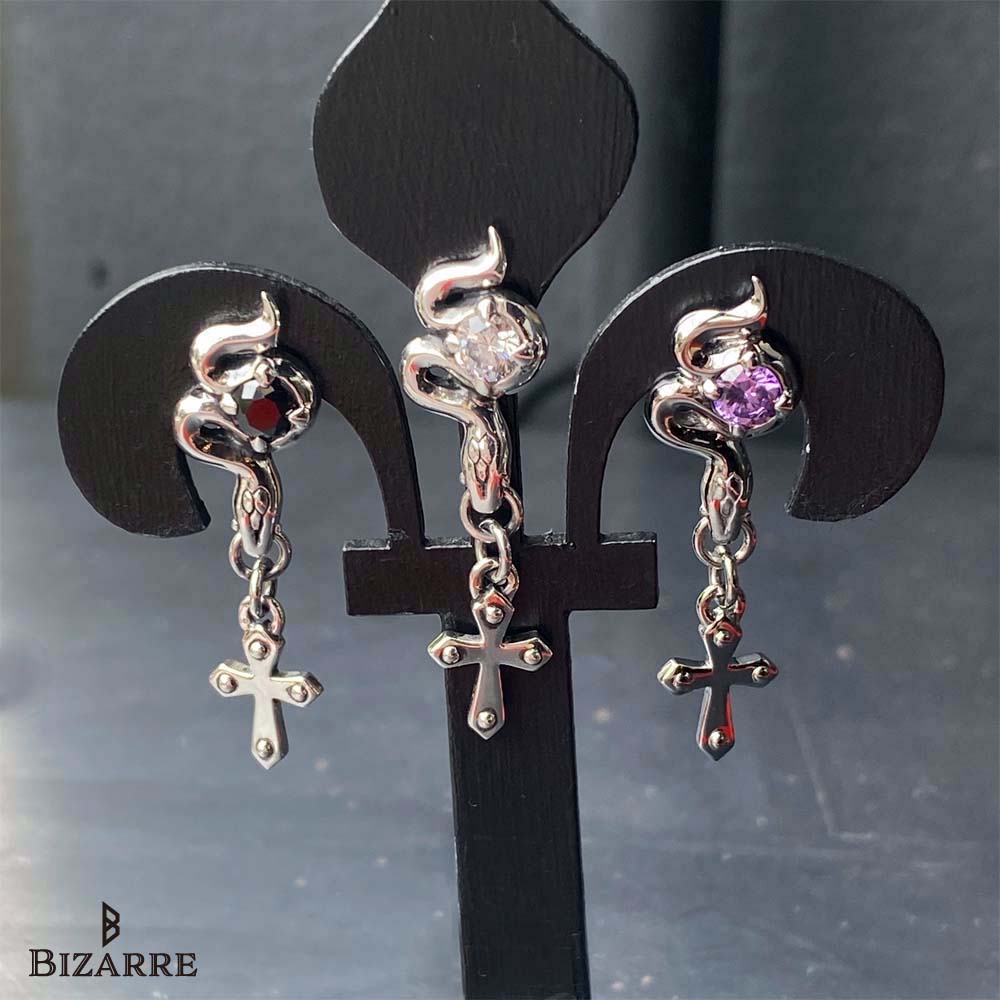 Bizarre/ビザール サーペントクロス（十字架）蛇 シルバーピアス(1個
