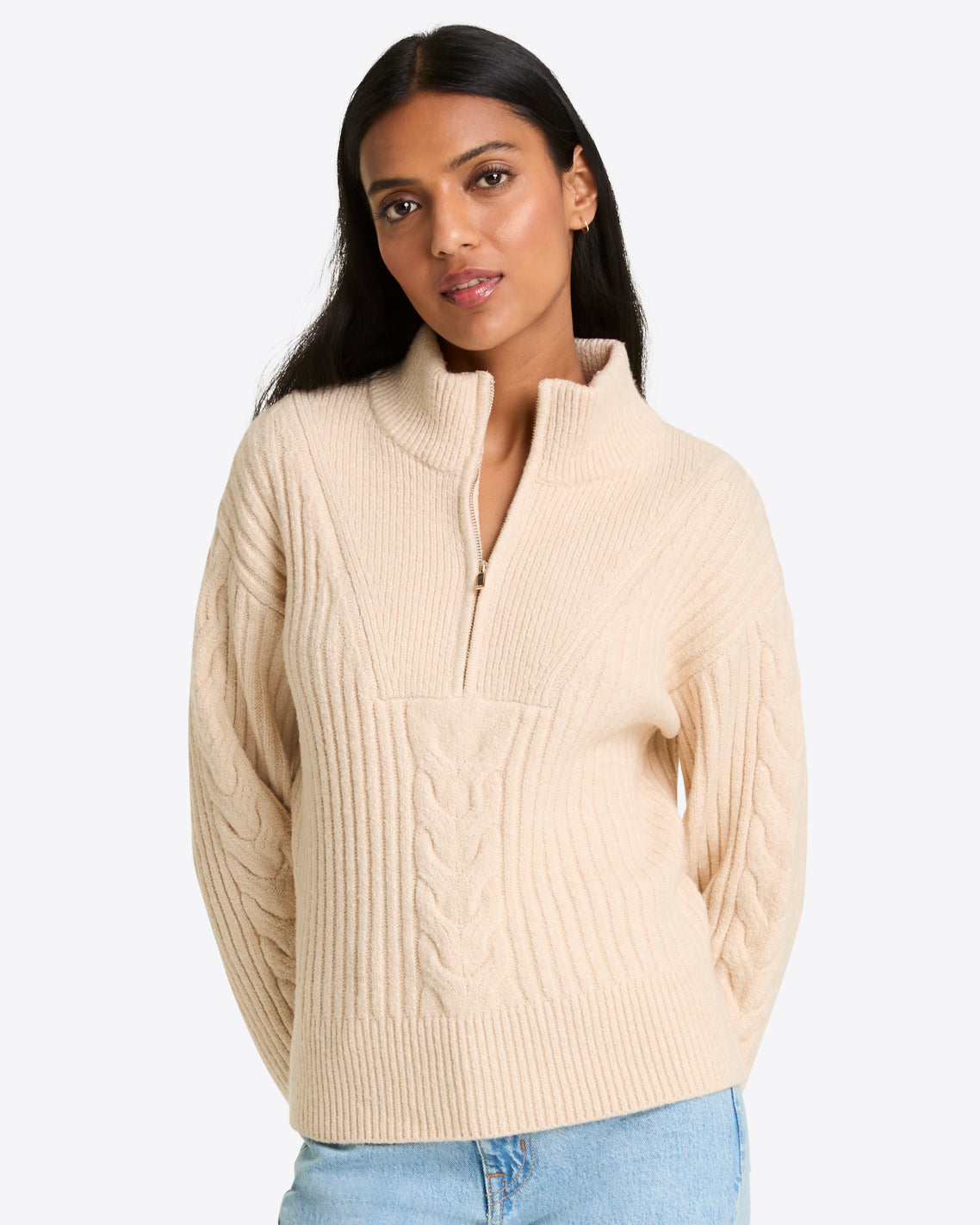 Quarter Zip Cableknit Sweater – Draper James