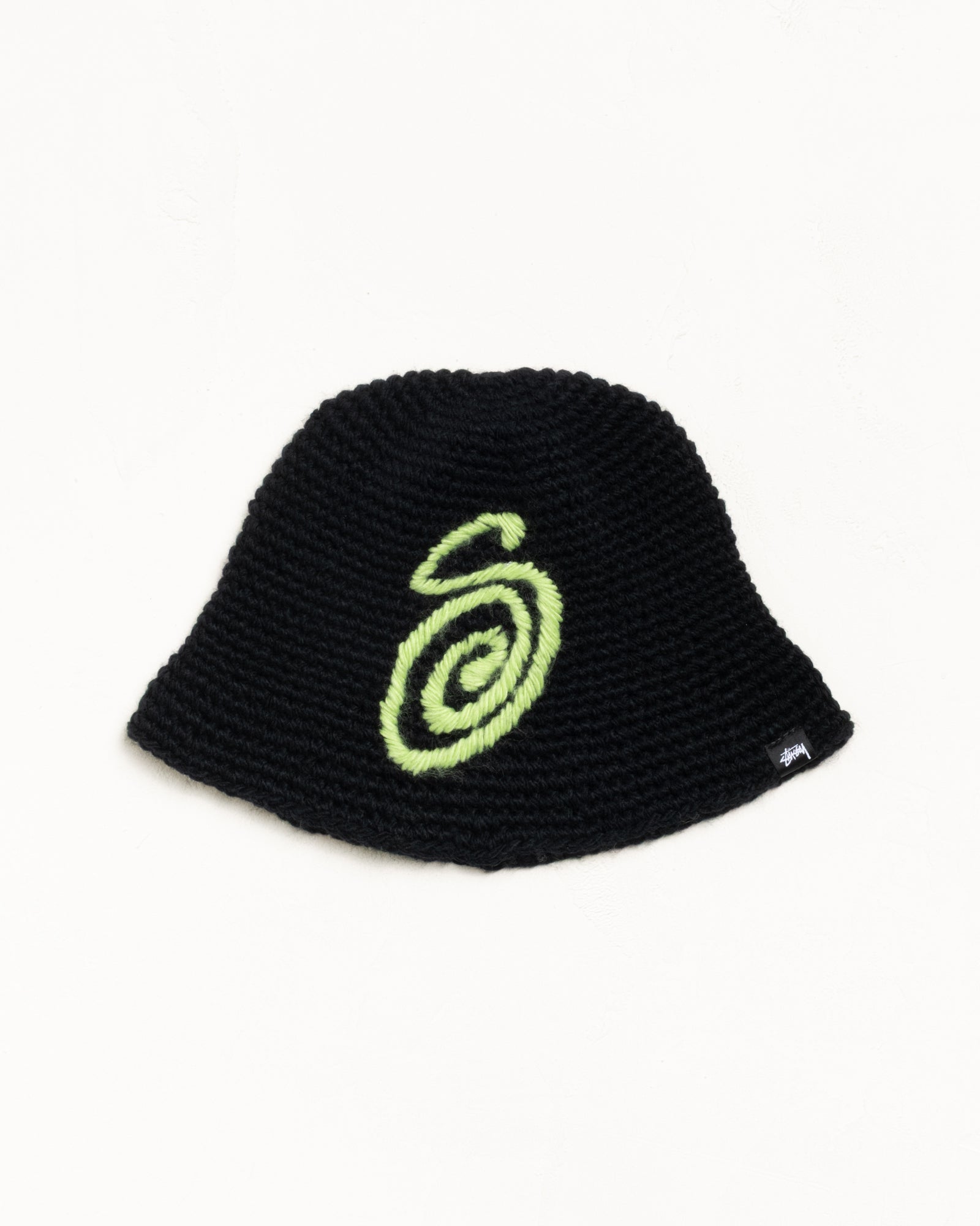 Bucket Hat Swirly S Knit – Black | Headwear | Stüssy Europe