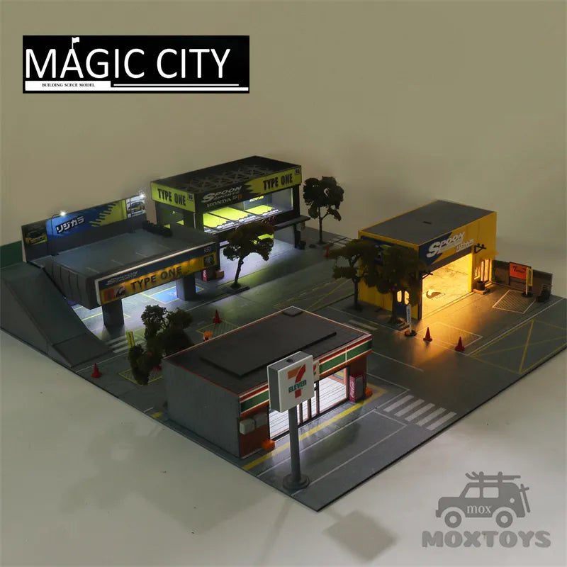 Magic City 1:64 Led lights diorama Japan supermarket 7-11 /Spoon