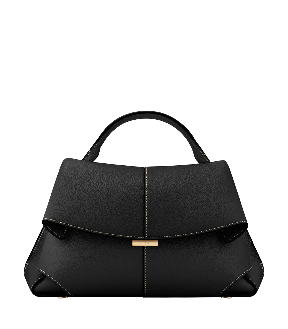 Polène | Bag - Mokki - Textured Black with Ecru Stitching