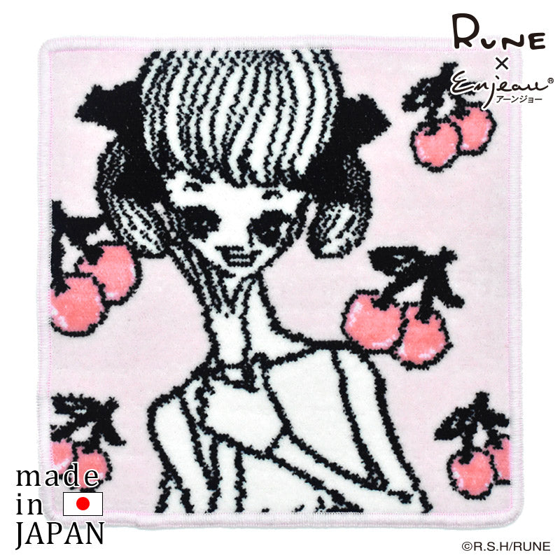 日本製 RUNE 内藤ルネ チェリーと少女 ファッション ハンカチ