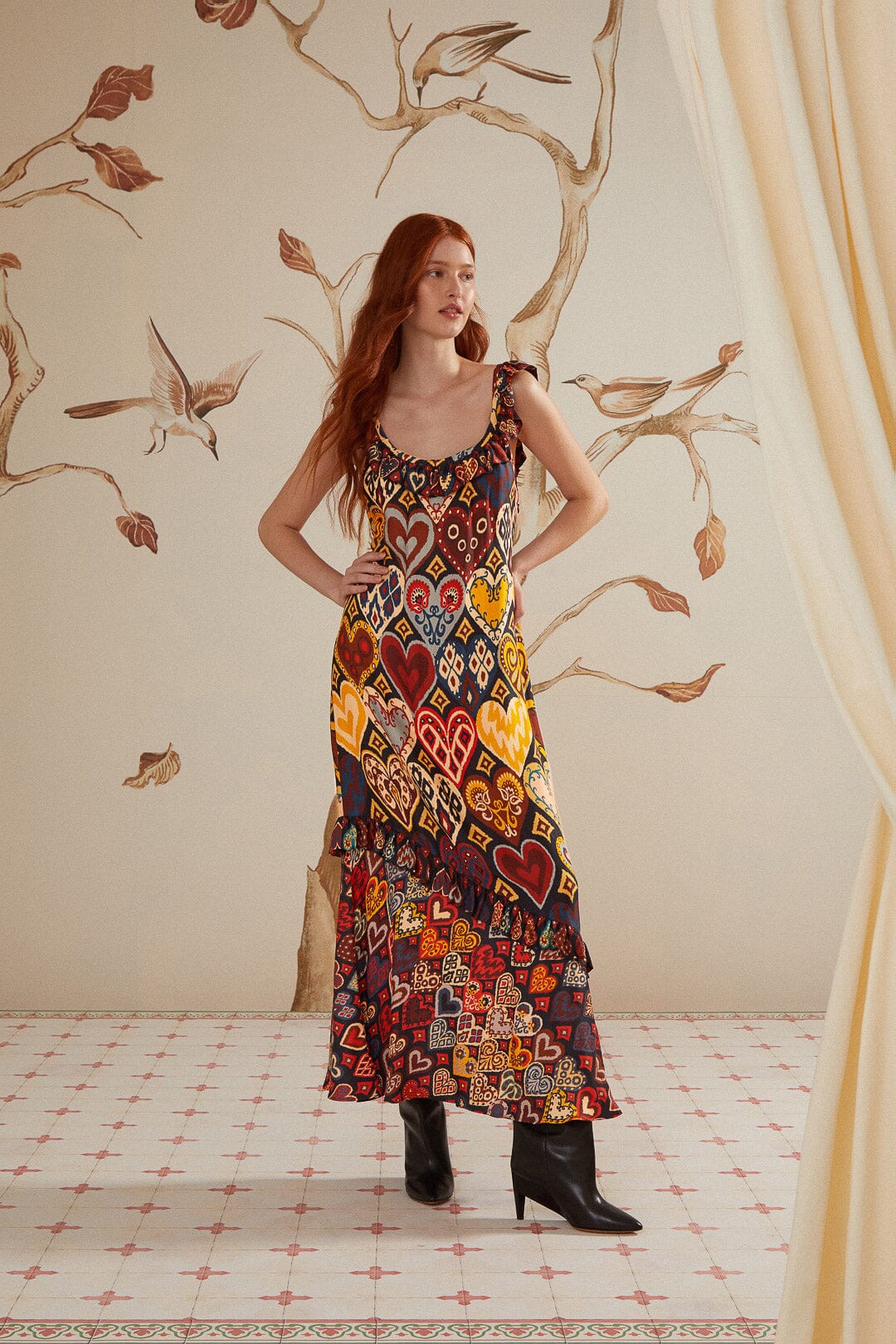 Black Hearts Ikat LENZING™ ECOVERO™ Viscose Maxi Dress – FARM Rio