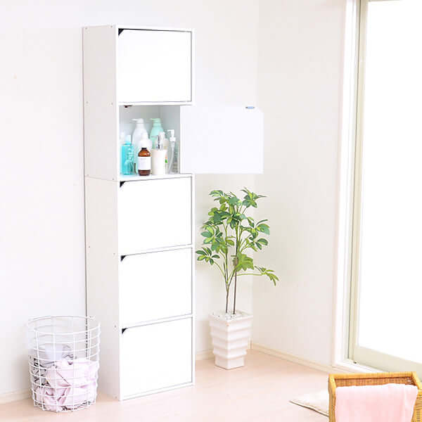 カラーボックス 扉付き 5段 高さ170cm 幅40 奥行30 - flatoo