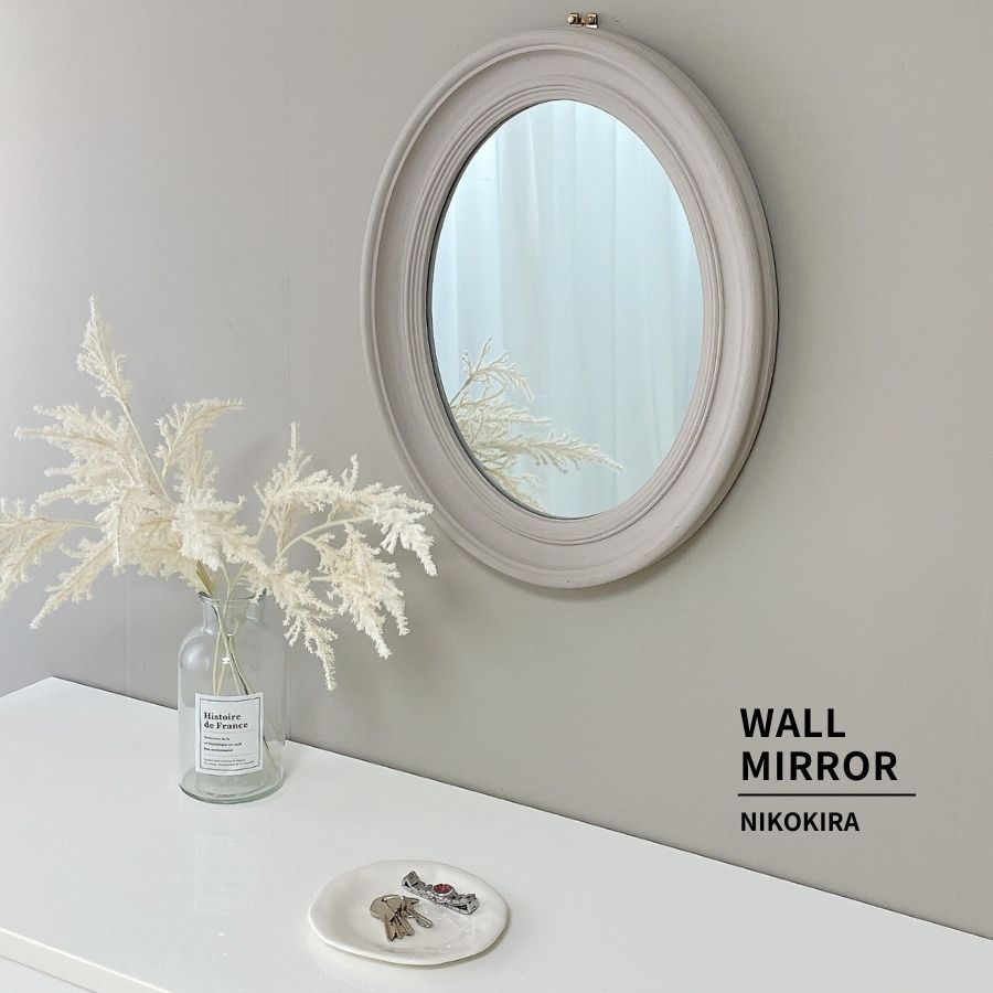 ウォールミラー 壁掛け鏡 アンティーク 楕円 40cm 50cm オーバル