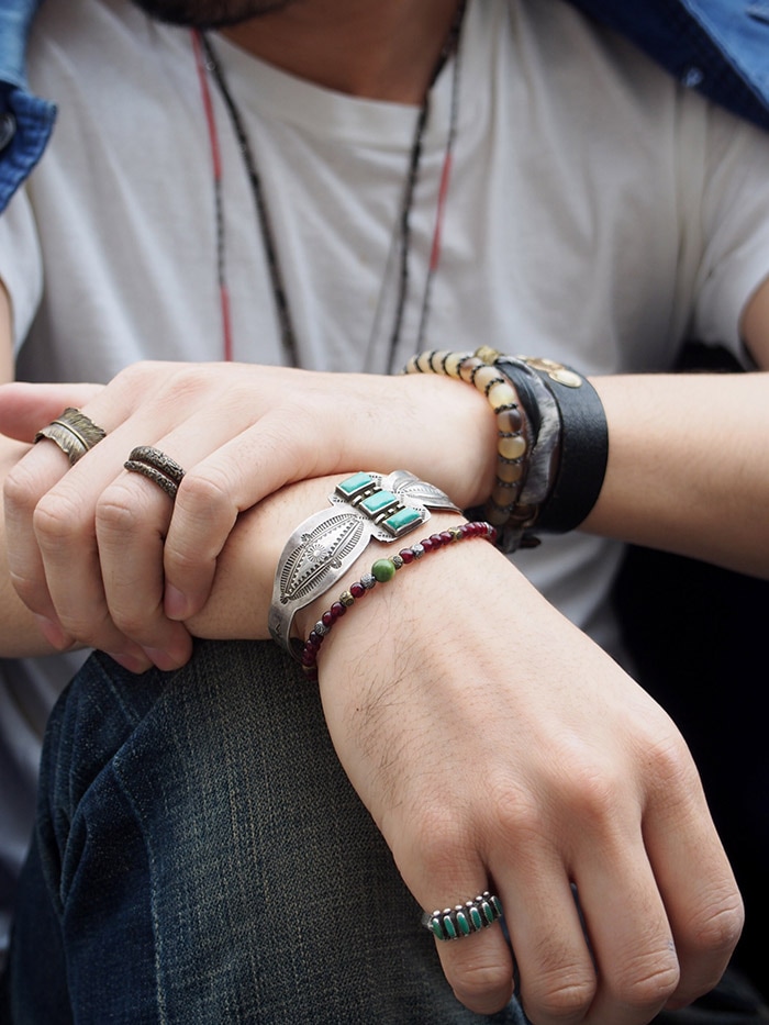 1940s Vintage Navajo ナバホ族 スタンプドシルバープレート オン