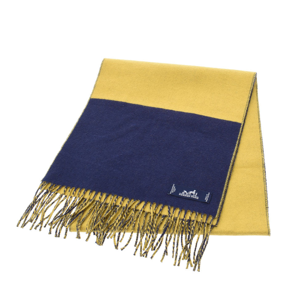 エルメスバイカラー 黄/紺 ユニセックス マフラー HERMES 中古 – 銀蔵
