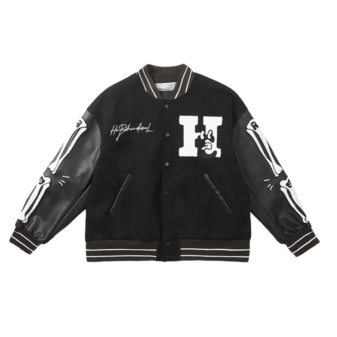 Skeleton Woolen Varsity Jacket – Harsh and Cruel