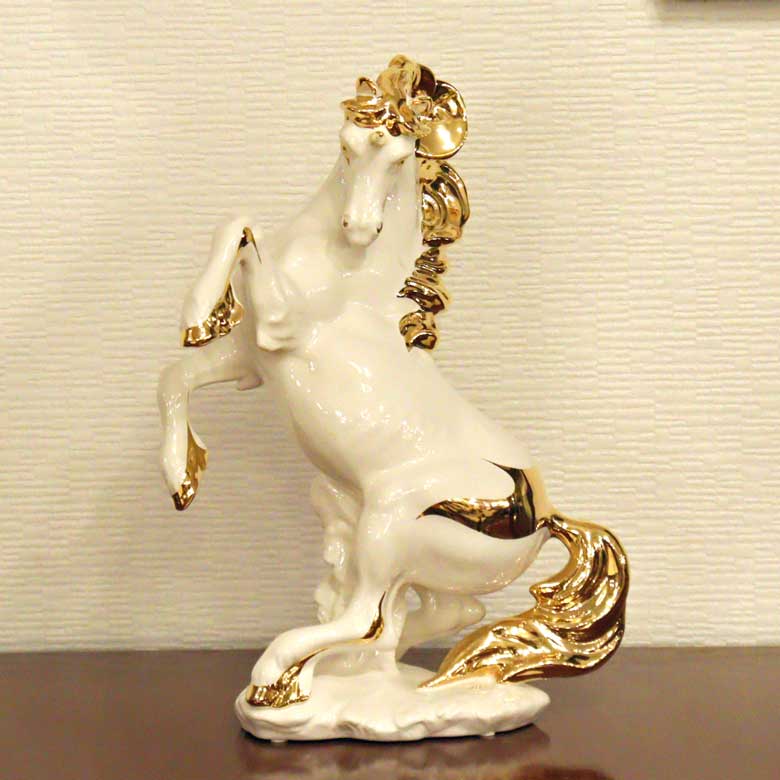イタリア ユニコーン AHURA 陶器 置物 オブジェ 風水 縁起物 馬