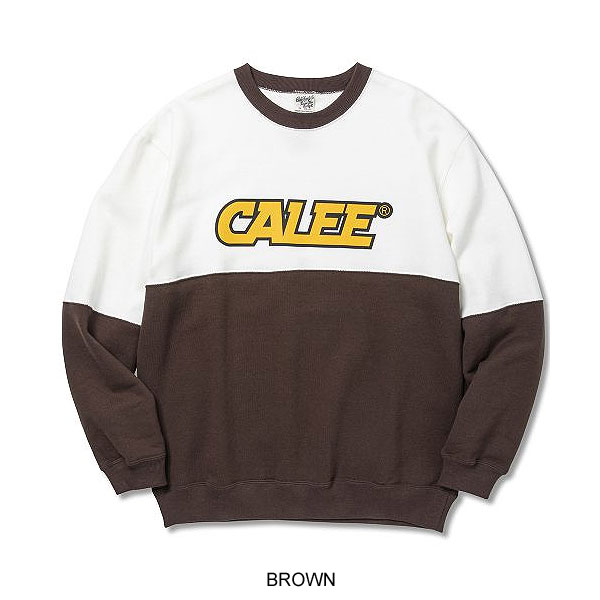 CALEE キャリー CALEE Univ. contrasting fabric crew neck sweat