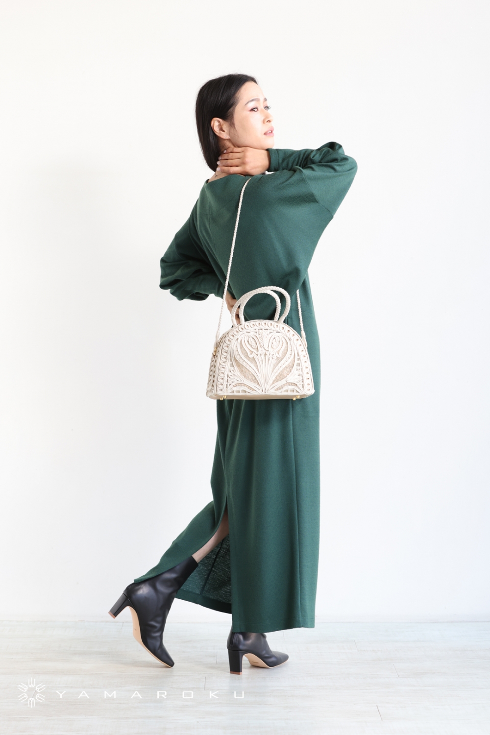 Mame Kurogouchi(マメ) Cording Embroidery Demi Lune Handbag