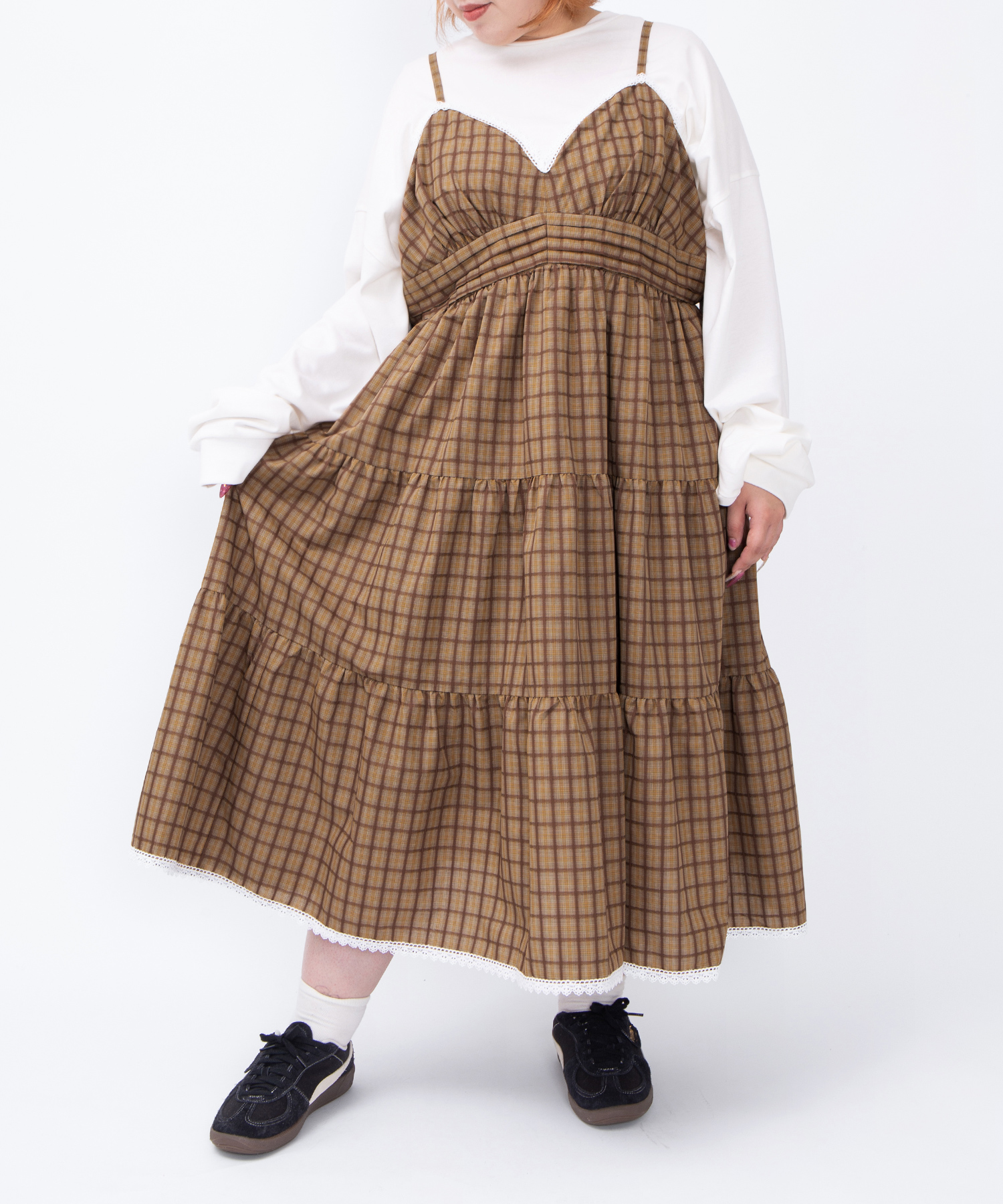 チェック柄キャミワンピース[商品：PN26SS-008] - PUNYUS Online Store