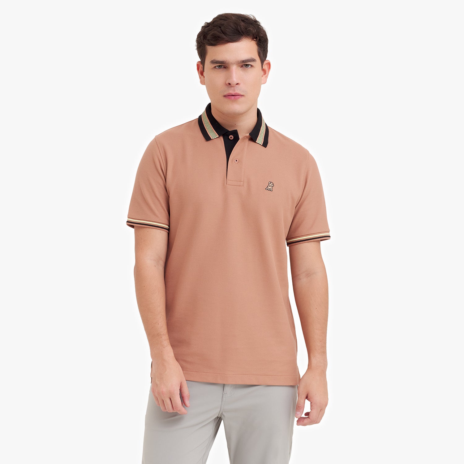 Men's Bold Detail Polo Shirt — Mocha Mousse – JAMES BARK