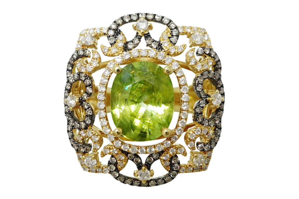 Sphene K18/ブラックロジウム スフェーン ダイヤモンドリング (NO