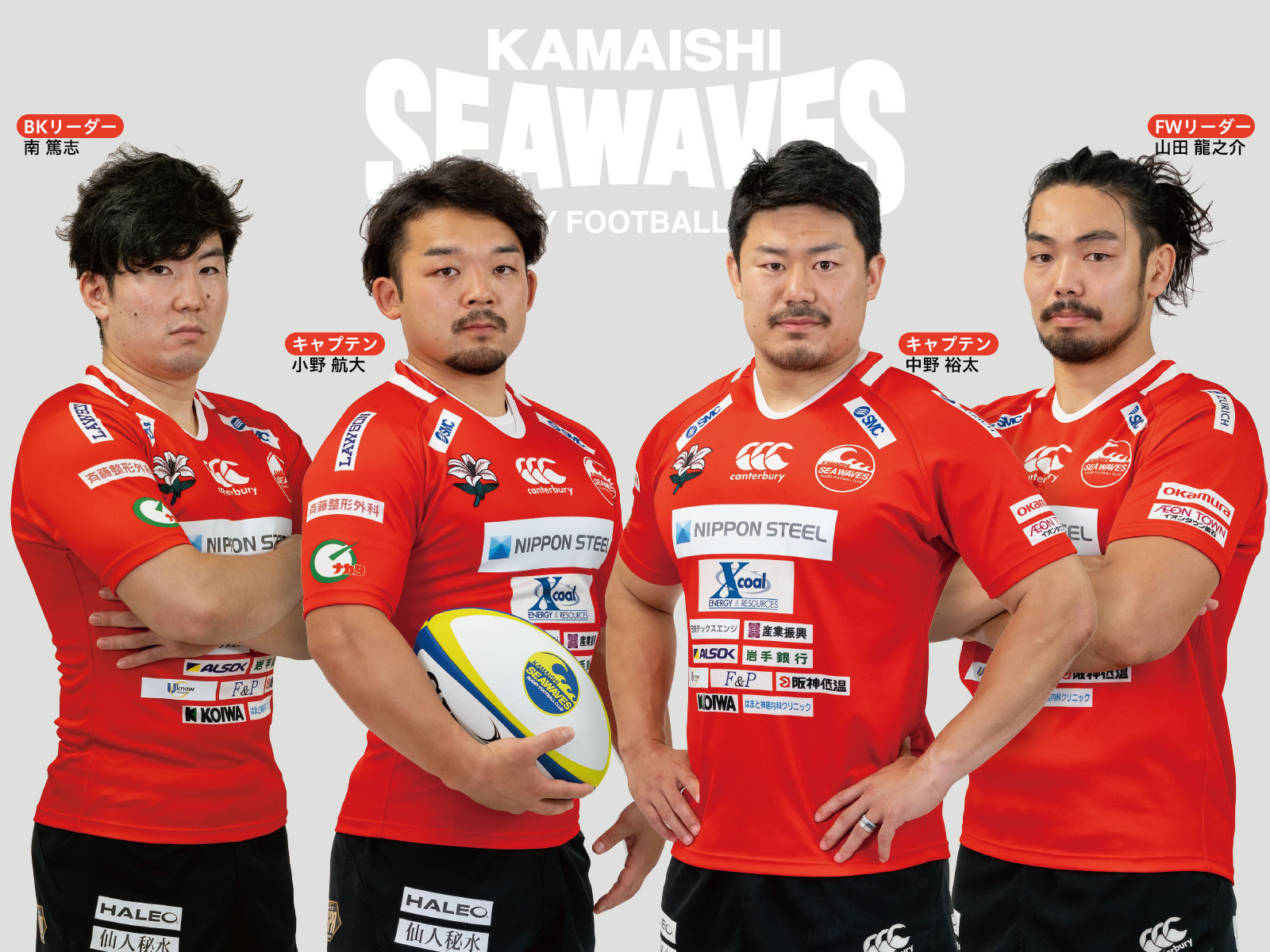2020-2021シーズン 釜石シーウェイブスRFC キャプテン及びリーダーの