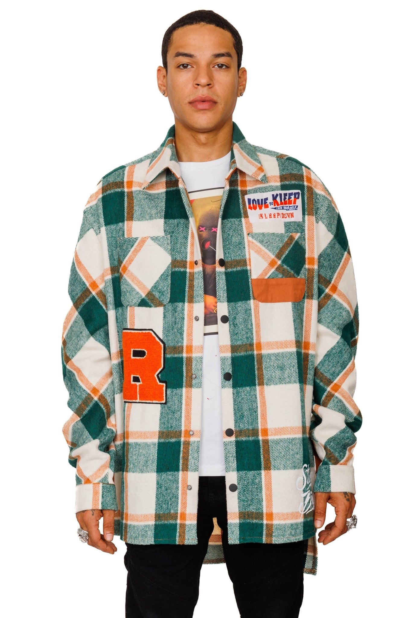 ZAFFRE Men's premium heavy flannel elongated oversize shirt – Love