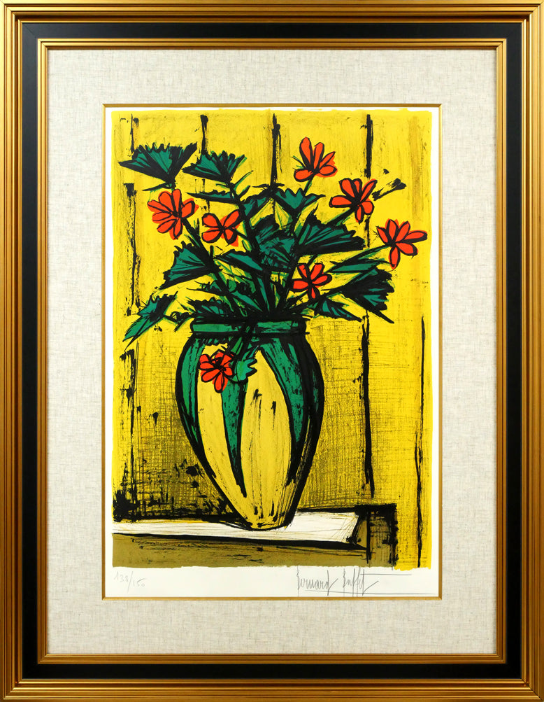 ベルナール・ビュッフェ（Bernard BUFFET）「花と花瓶」リトグラフ