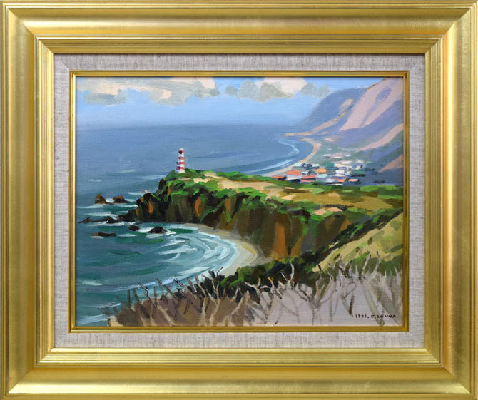 萬谷藤男「岬（北海道風景）」油絵・F6号 絵画買取・販売の小竹美術