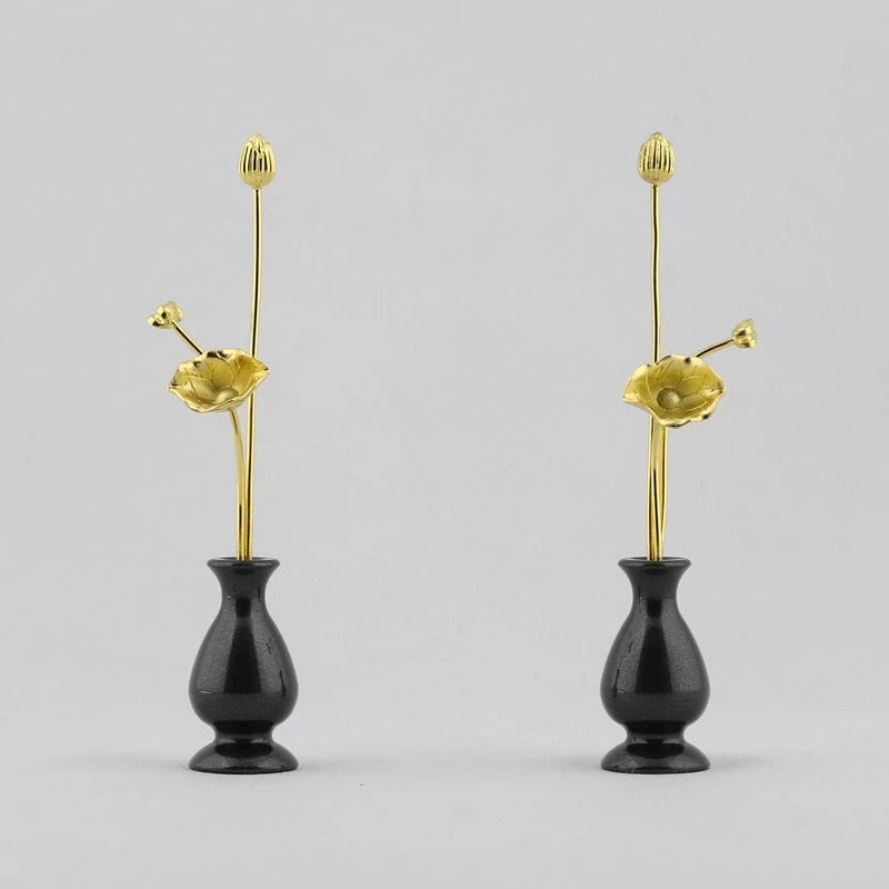 ミニ常花 メタルブラック 一対 | 仏具の通販 | インテリア仏壇 ルミエール