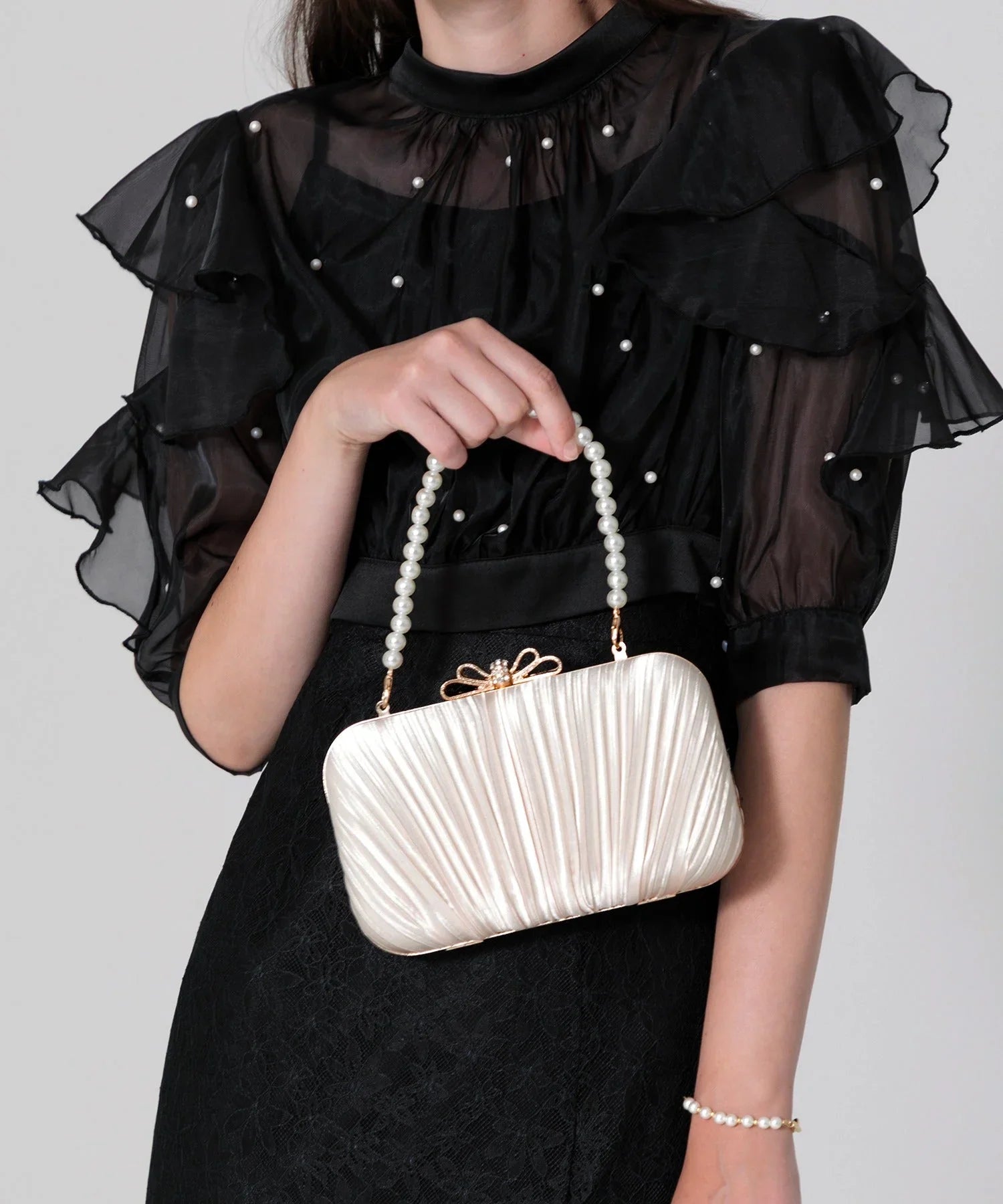 当日発送】パールハンドルがま口パーティーバッグ結婚式