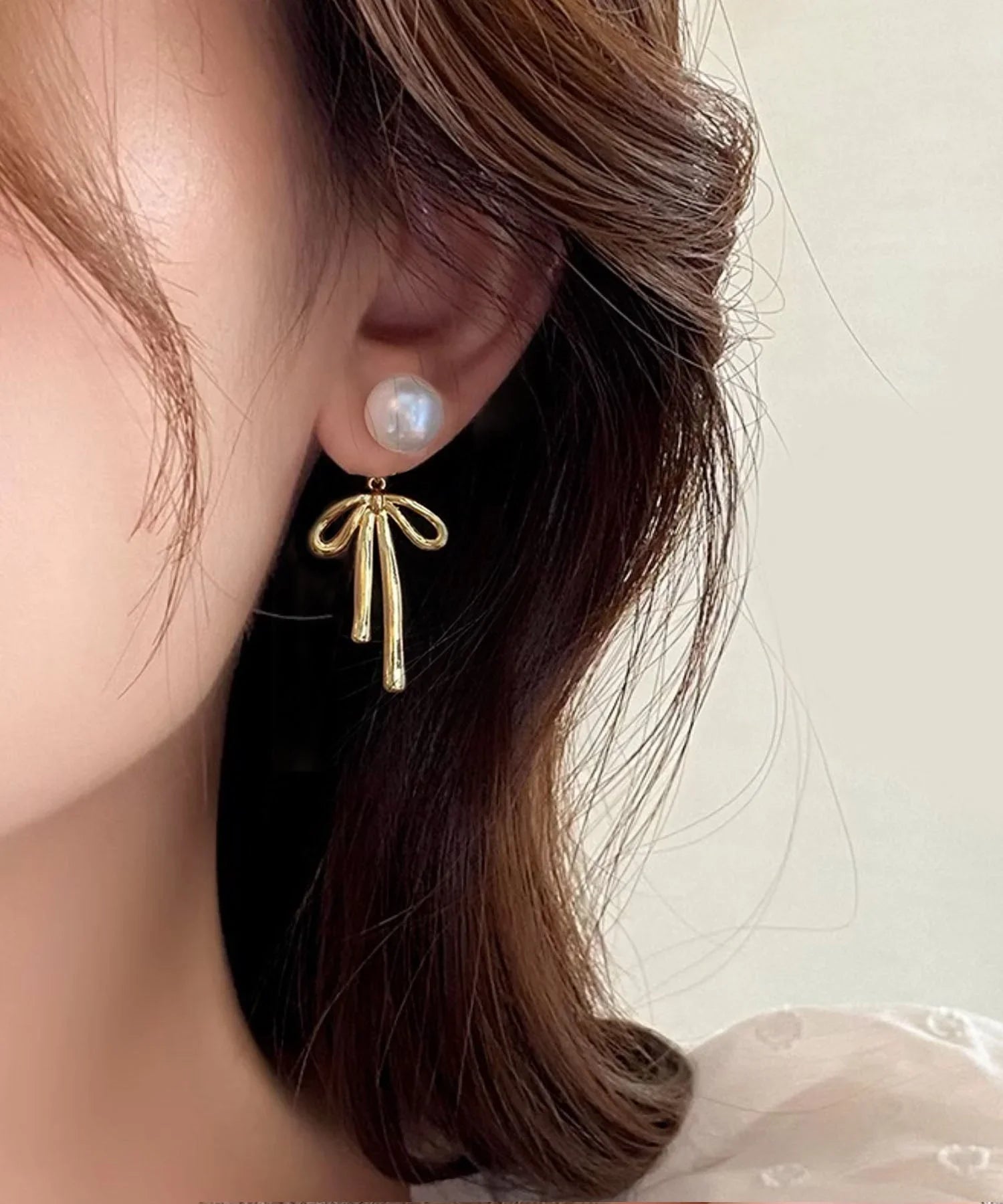 当日発送】2WAYパールリボンピアス