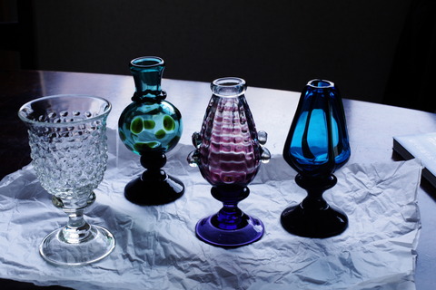 舩木倭帆 吹きガラス 作品展 一輪挿し 花瓶 2個セット 舩木倭帆吹き