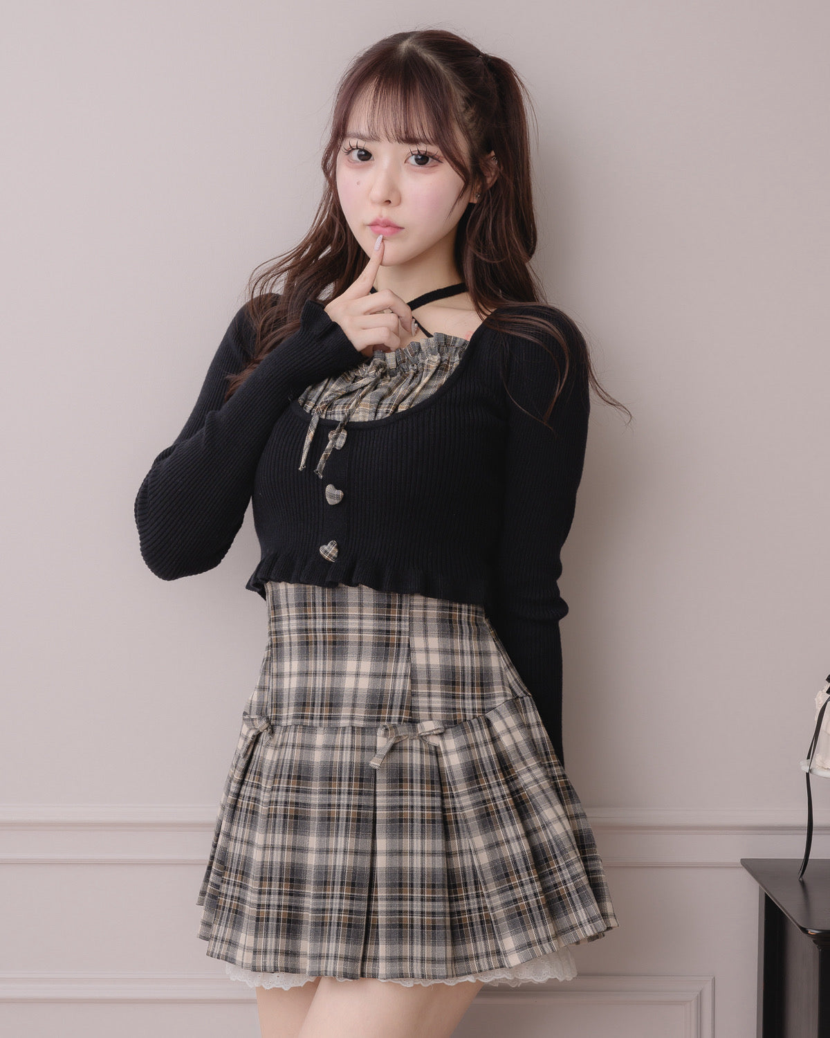 ミニリボンコットンフリルプリーツスカート – pium