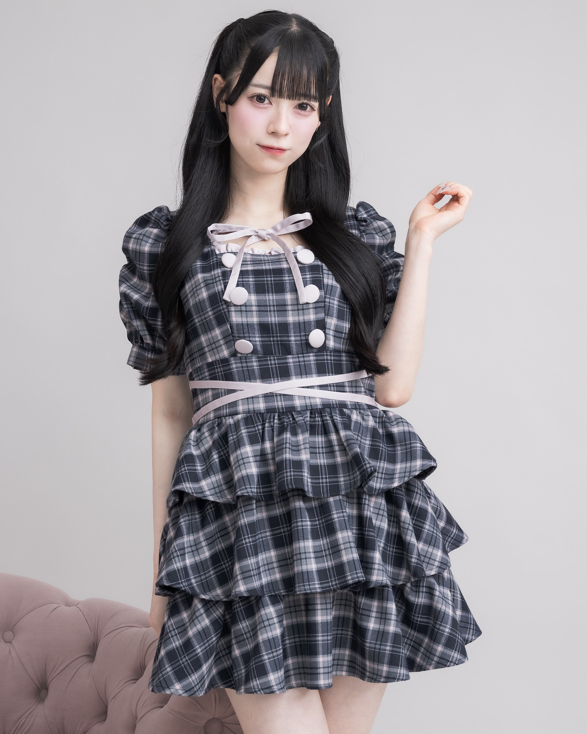 ぽ*た様 pium カットアウトレイヤードプリーツミニワンピ カットアウト