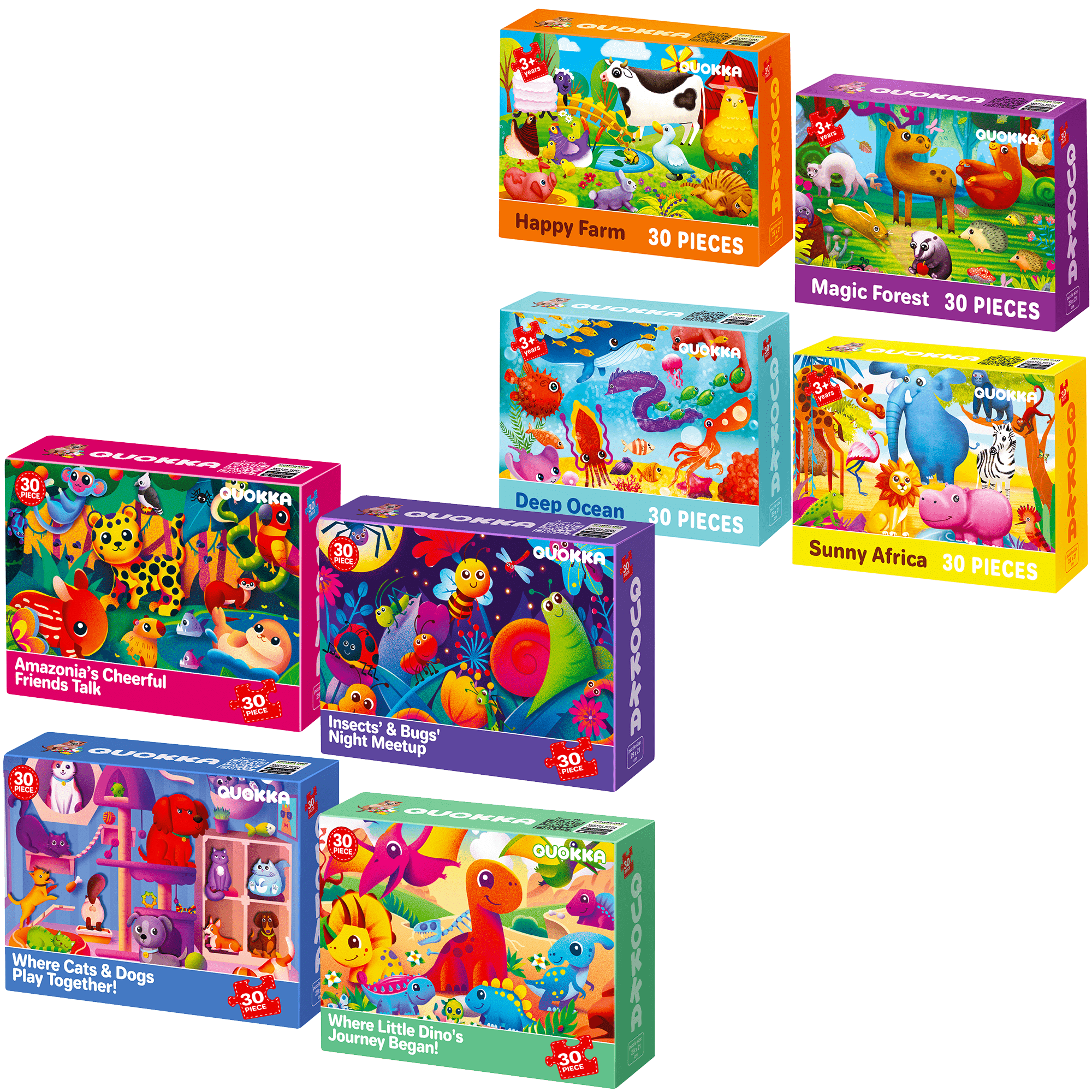 QUOKKA Bundle Set of 8 Puzzles for Kids | Dino, Pets