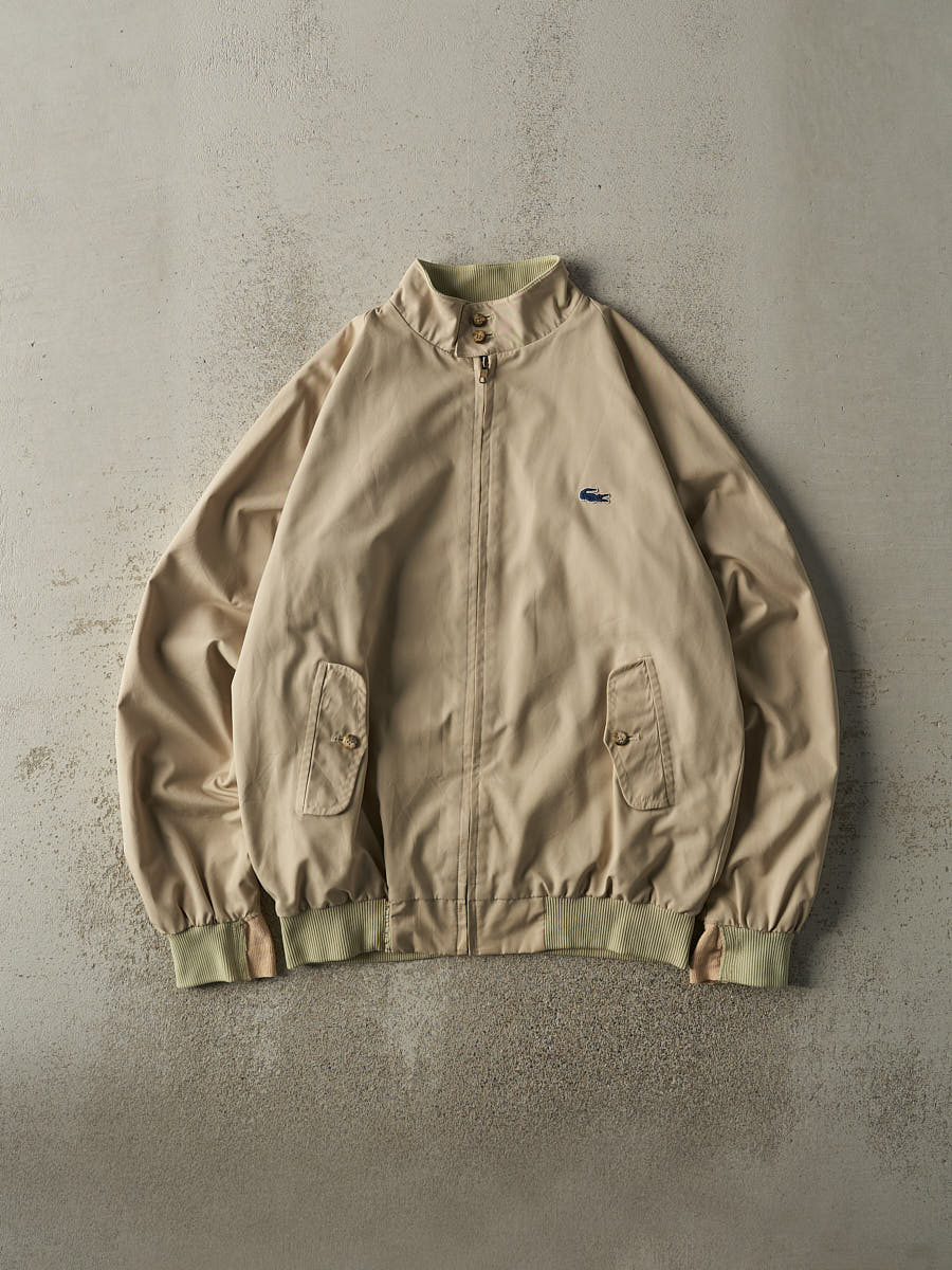 Vintage 80s Beige Lacoste Flannel Lined Harrington Jacket (L