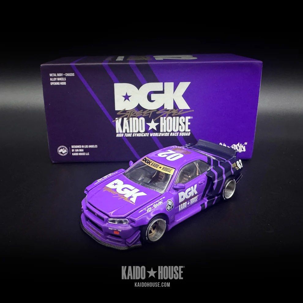 Kaido House x Mini GT Nissan Skyline R34 GTR - DGK Collaboration